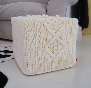 Ravelry: KNITTING PATTERN for chunky aran cable ottoman slip cover pattern by...