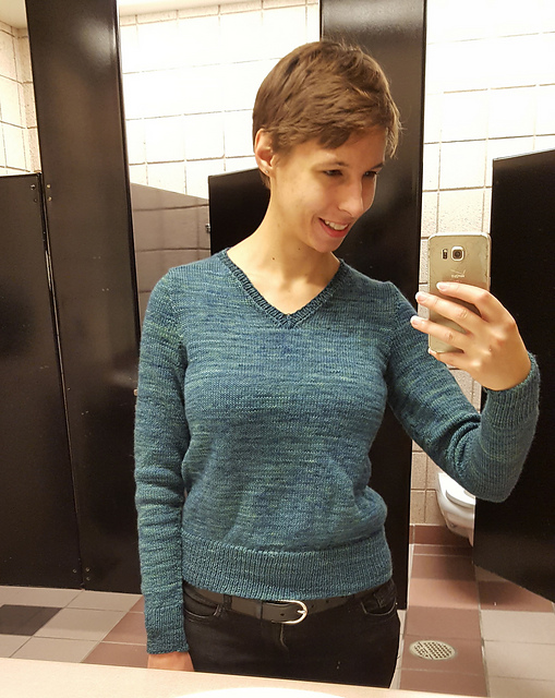 A photo of me wearing the sweater