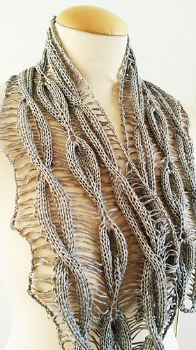 Ravelry: Linen Scarf Cable Drop Leaf pattern by Jen Giezen