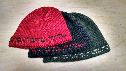 Morse Code Chemo Cap, featuring 2-color knitting