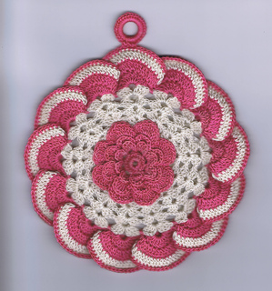 Raised Rose Potholder pattern by Adapted by Hazel Cooper