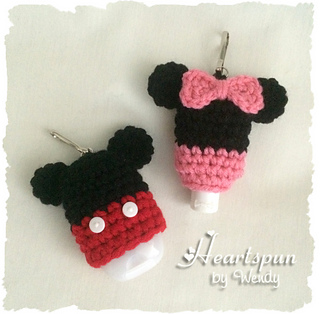 Ravelry: Mickey and Minnie Mouse Hand Sanitizer Holders