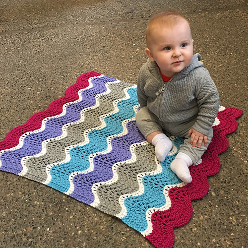 [FO] Old Shales Waves Baby Blanket. Info in comments r/knitting