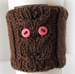 Ravelry: Owl Cable Knit Coffee Cozy pattern by Crystal Lybrink