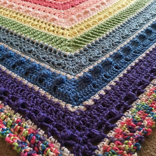 1st baby blanket of the year finished AND 1st project EVER blocked ...